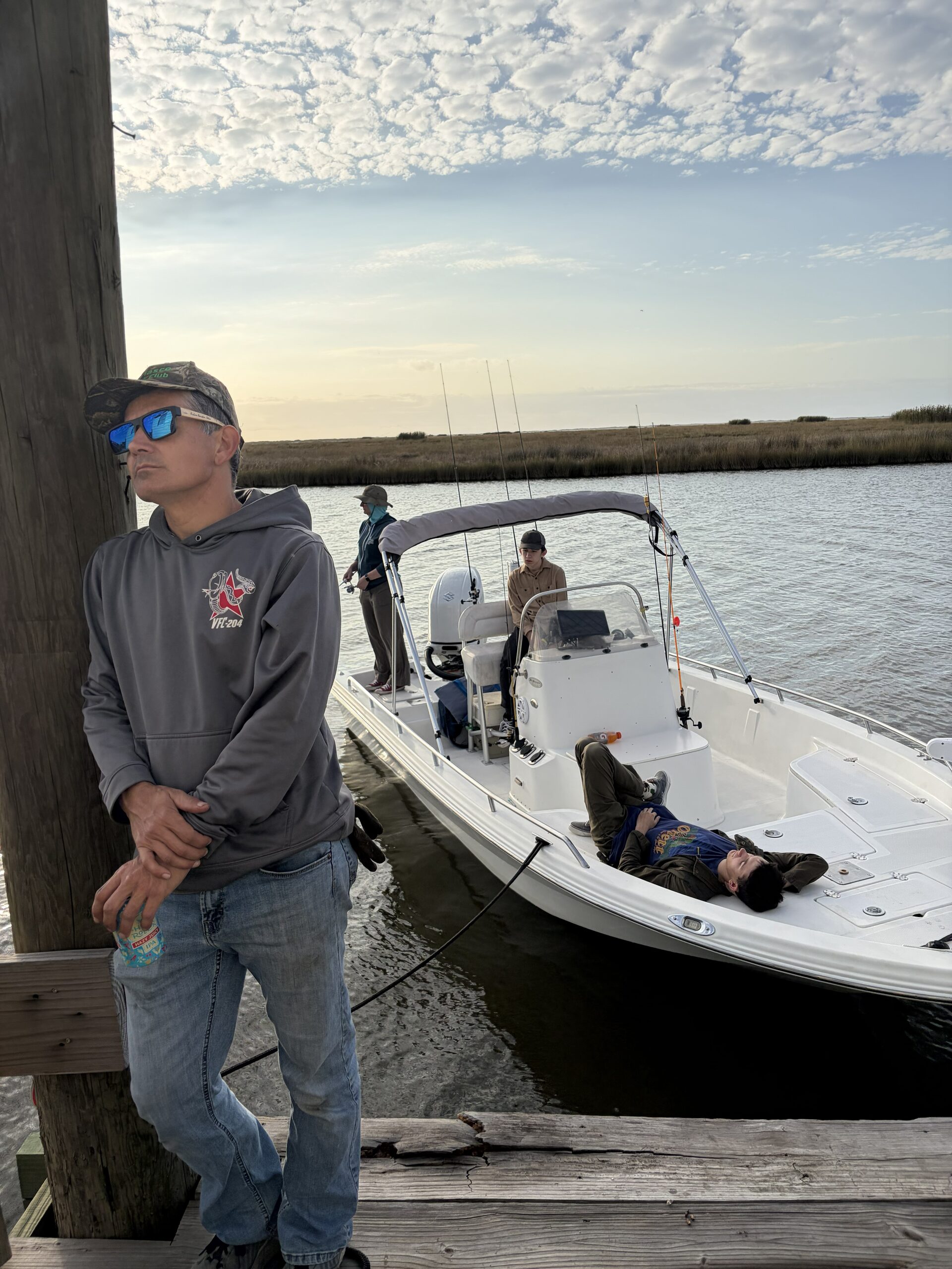 Kyle Rockefeller, President of Bayou Family Fishing, posing aboard The Check Twice